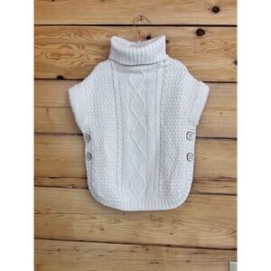 Isaac Mizrahi Kids Cream Cable Knit Sparkle Poncho Sweater Turtleneck Size S 5/6